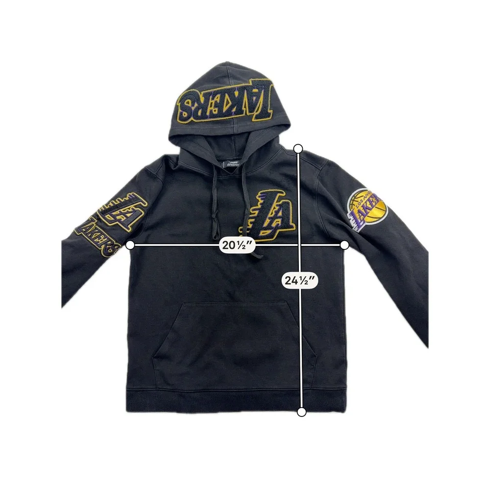 Pro Standard Los Angeles Lakers Chenille Patch Pullover Hoodie Size M Black NBA - Picture 7 of 8